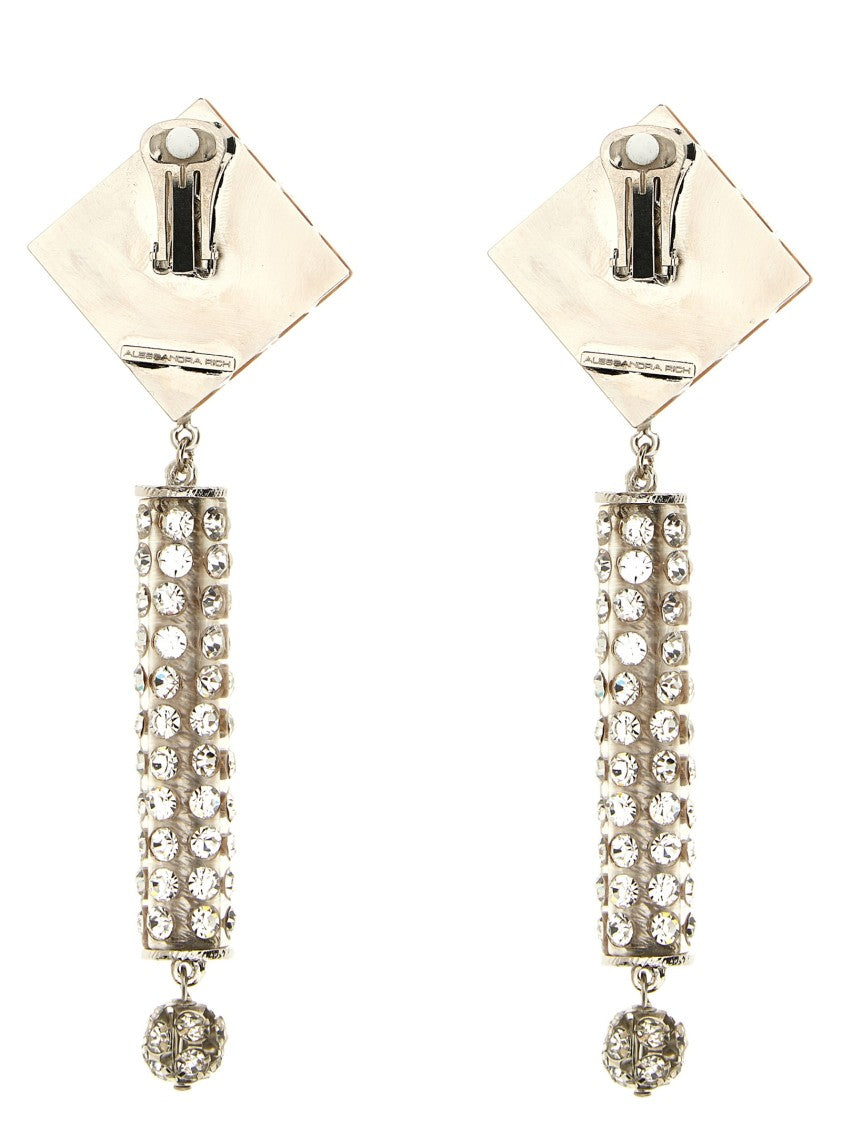 Alessandra Rich Geometric Rhinestone-Embellished Clip Earrings