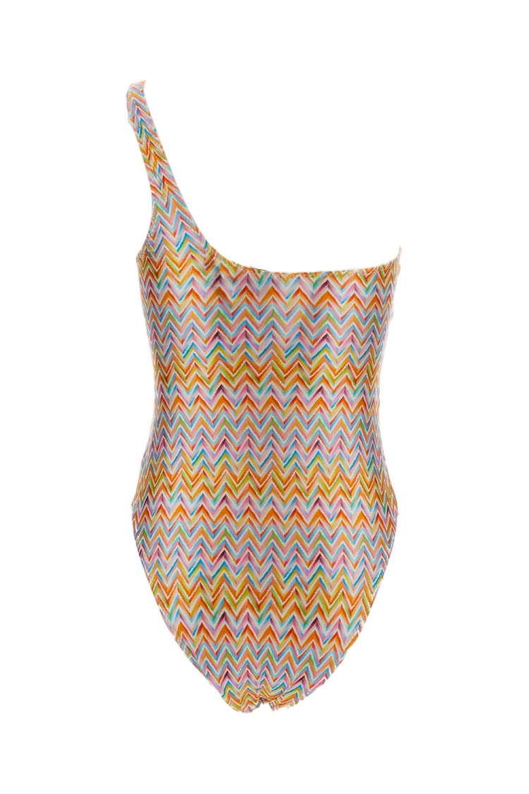 Missoni One-Shoulder Multicolor Zigzag Missoni Swimsuit