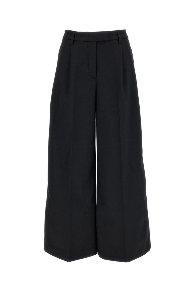 The Latest Black Wool-Blend E-Deva Wide-Leg Pants