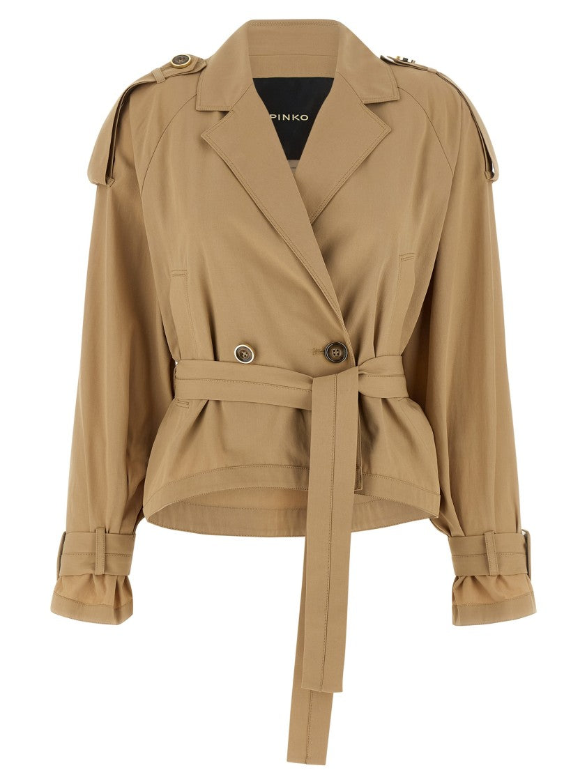 Pinko 'Tanya' Short Cotton Twill Trench Coat