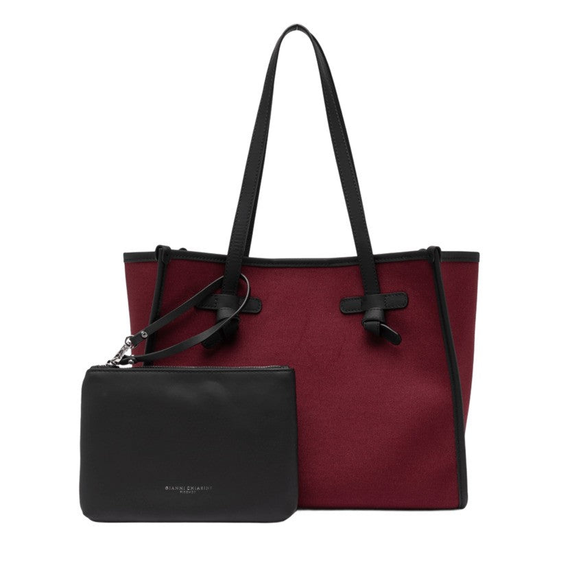 Marcella Structured Canvas Tote Bag With Leather Accents