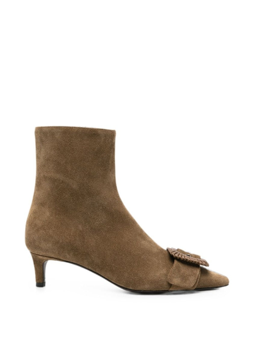 Roberto Festa Suede Buckle Ankle Boots - Brown