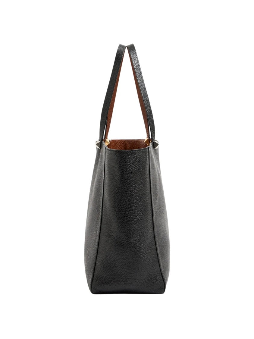 Valentino Reversible Elk Print Calfskin Tote With Maxi Studs