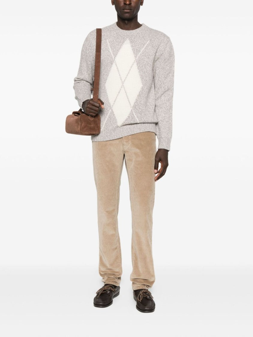 Jacob Cohen Tailored Camel Trousers With Velvety Corduroy Texture