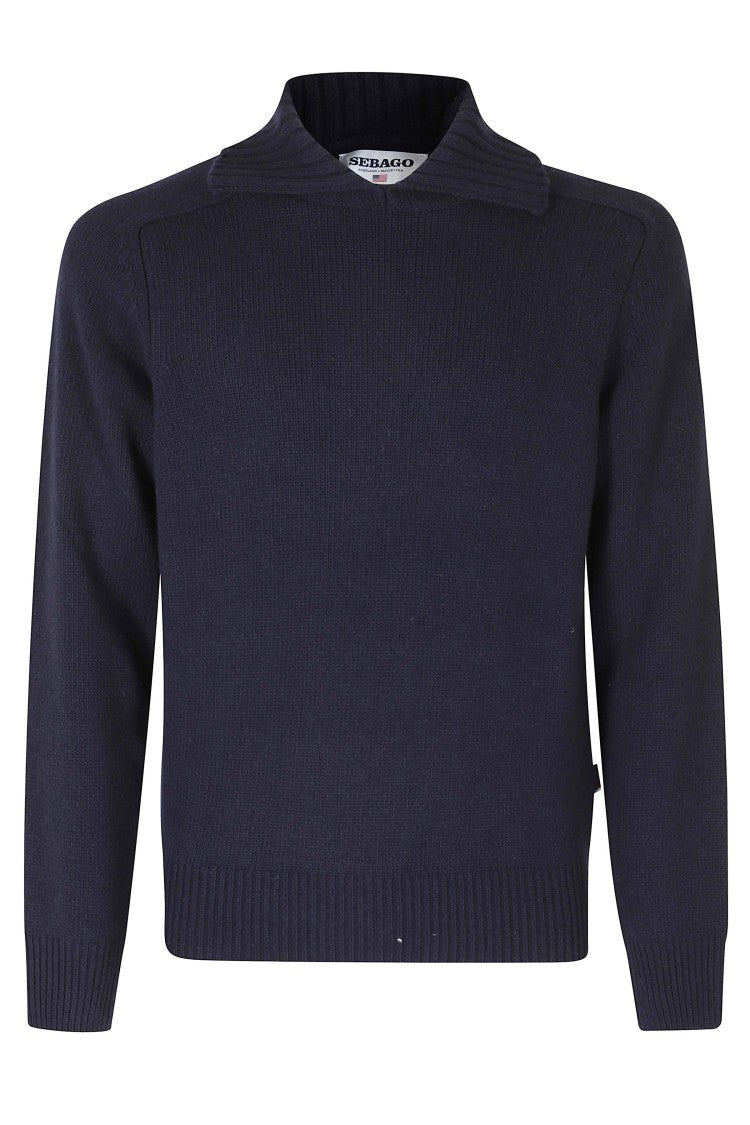 Sebago Ribbed Open Collar Maritime Knit Sweater