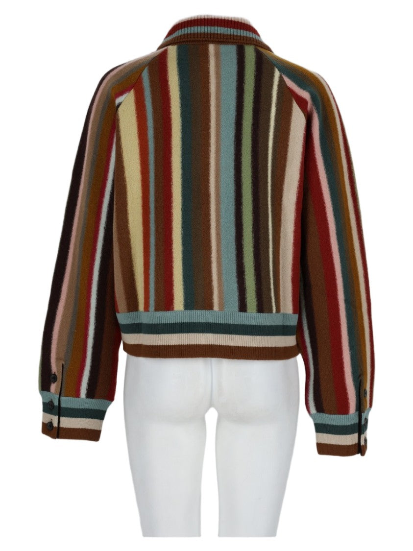 Paul Smith Multicolor Striped Cropped Merino Wool Cardigan