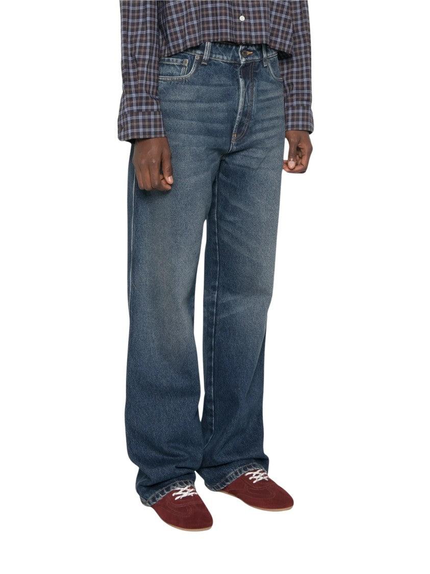 Miu Miu Wide-Leg Denim Pants With Vintage Wash And Five-Pocket Design