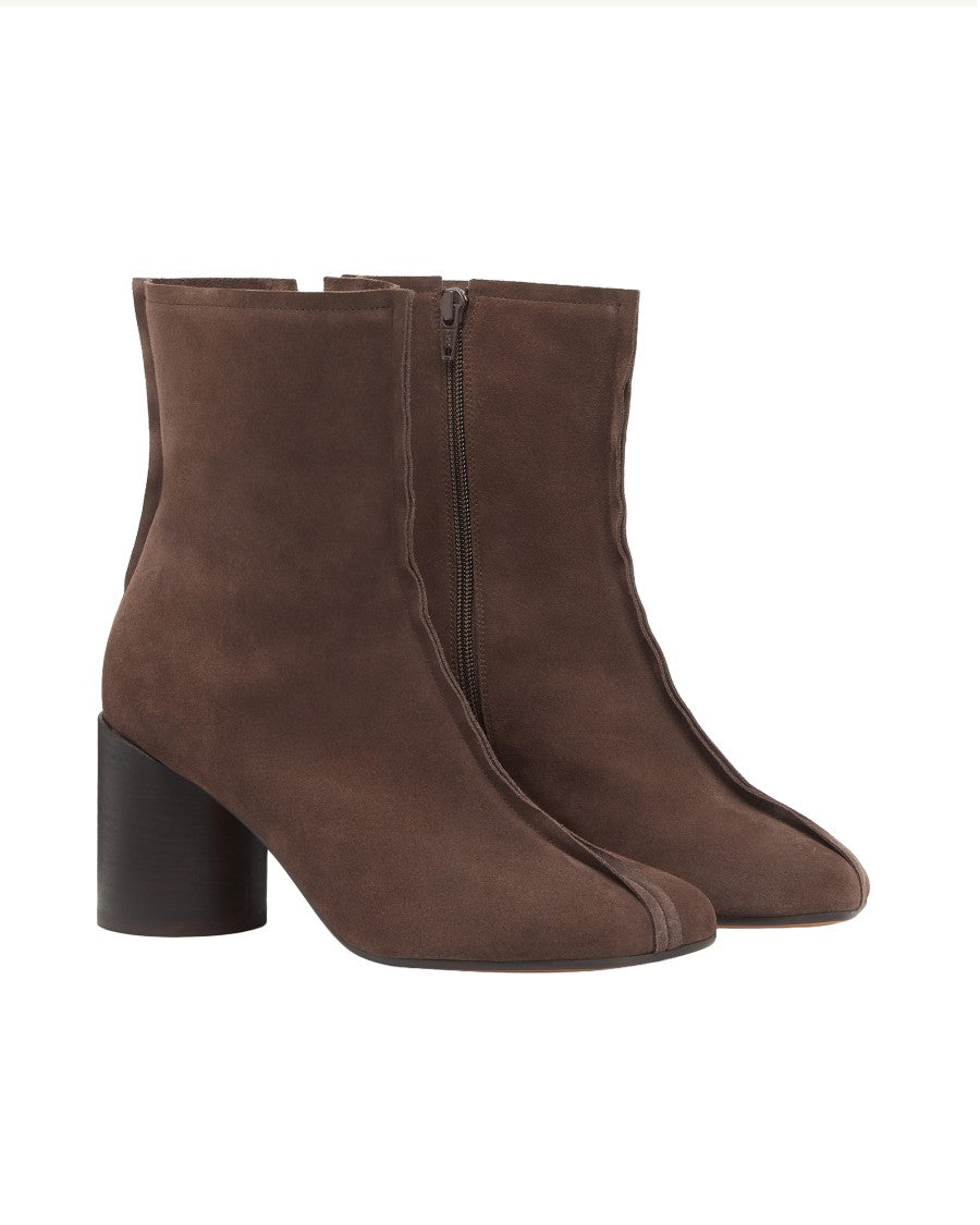 Mm6 By Maison Margiela Anatomically Designed Suede Ankle Boots With Block Heel