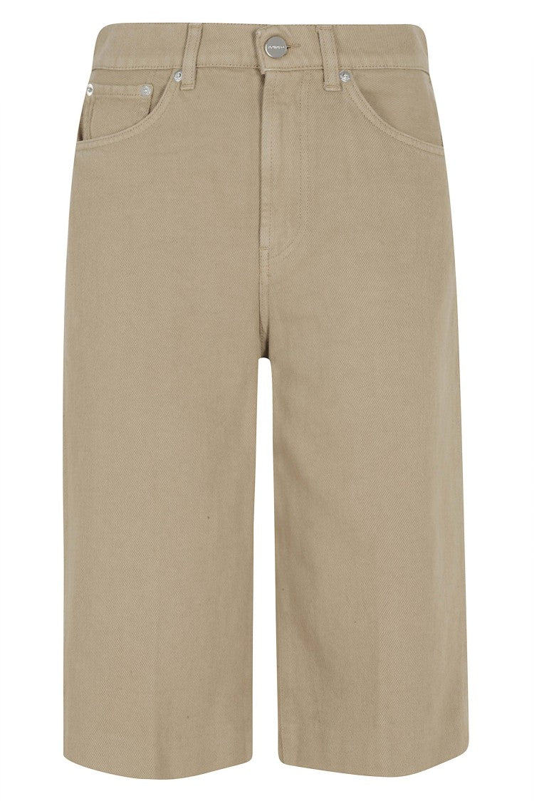 Dondup Walnut Delfine Regular Logo-Button Cotton Denim Shorts