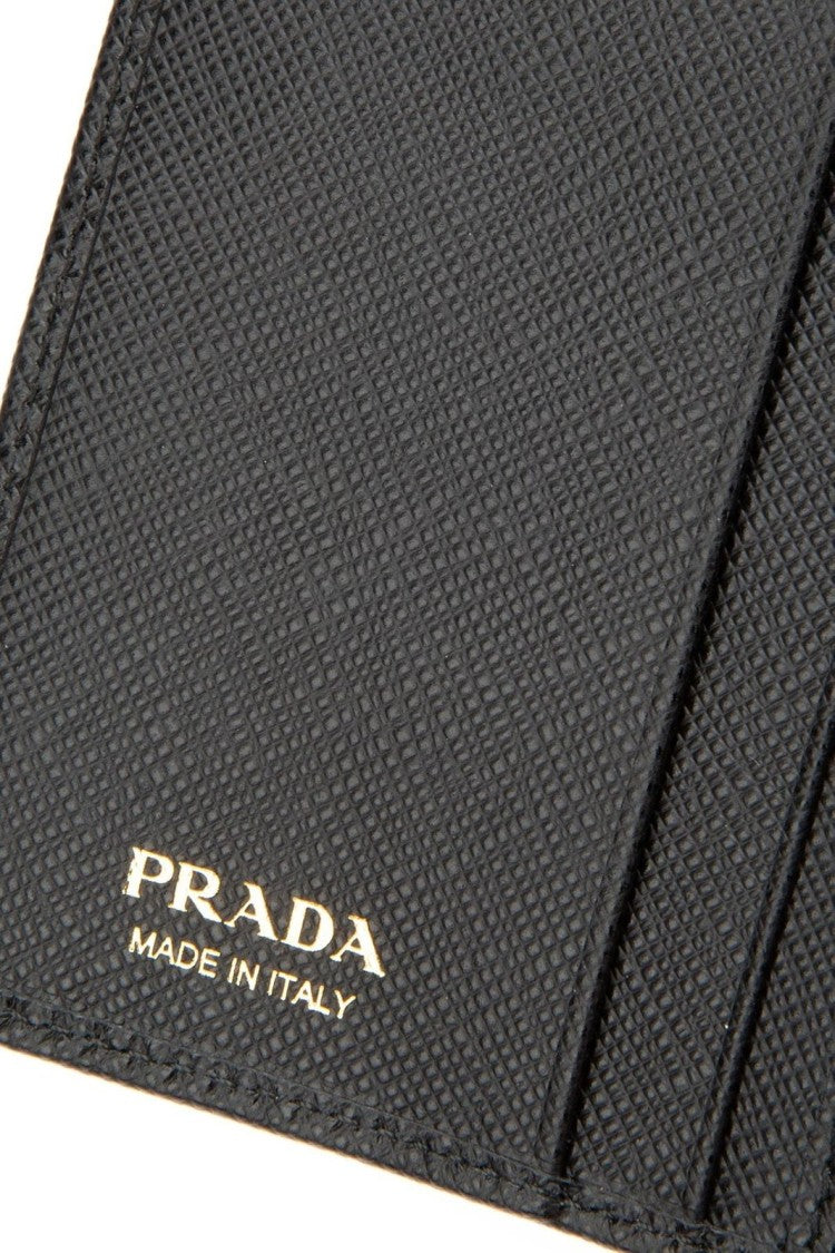Prada Textured Leather Medium Wallet With Flap Closure