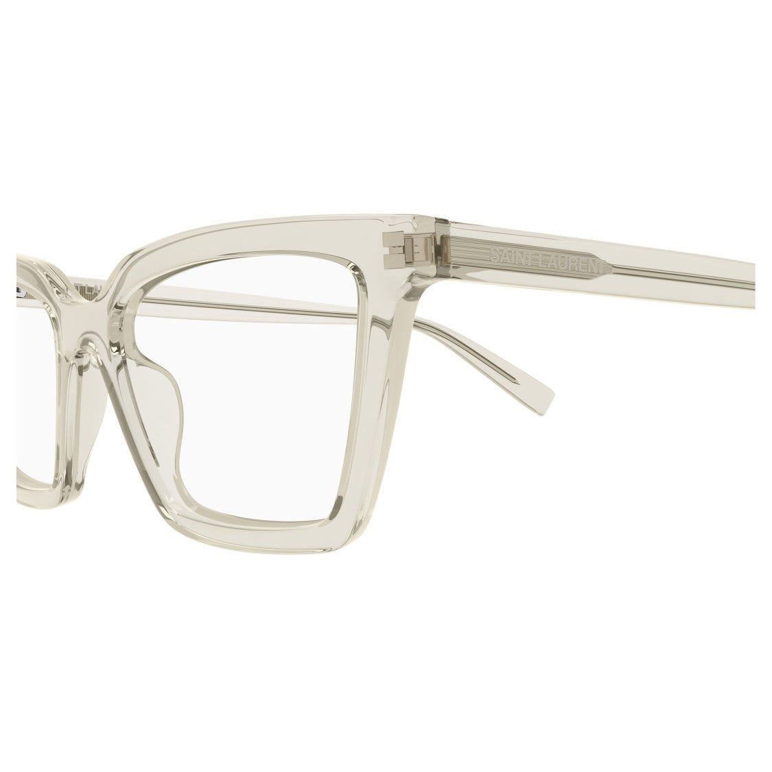 Saint Laurent Oversized Square Frame Eyeglasses In Translucent Recycled Acetate