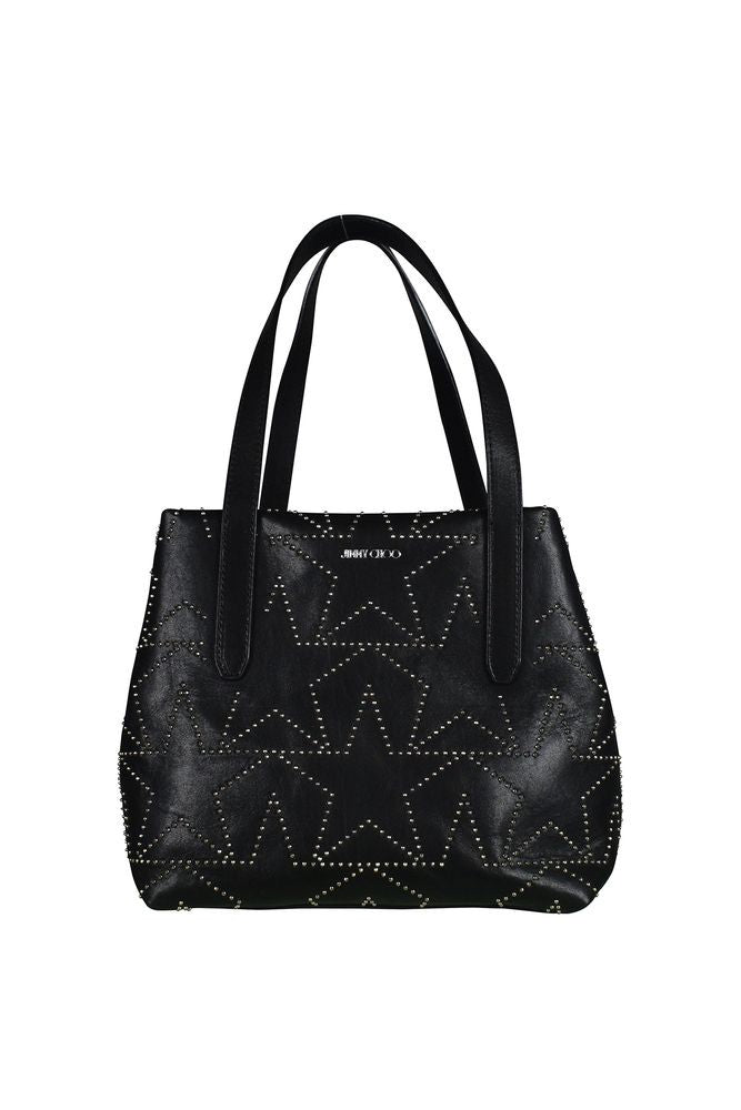 Jimmy Choo Black Leather Handbag With Rhinestone Star Accents