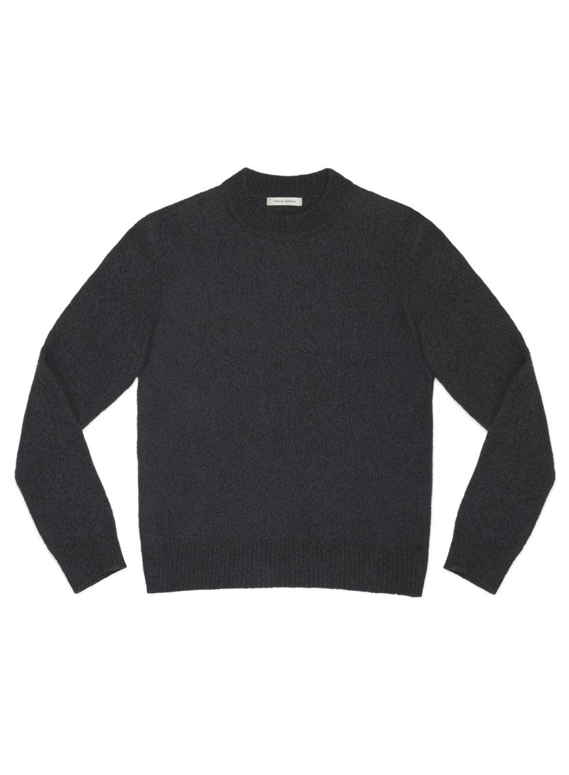 Craig Green Textured Grey Wool Jumper With Felt Patch Detail
