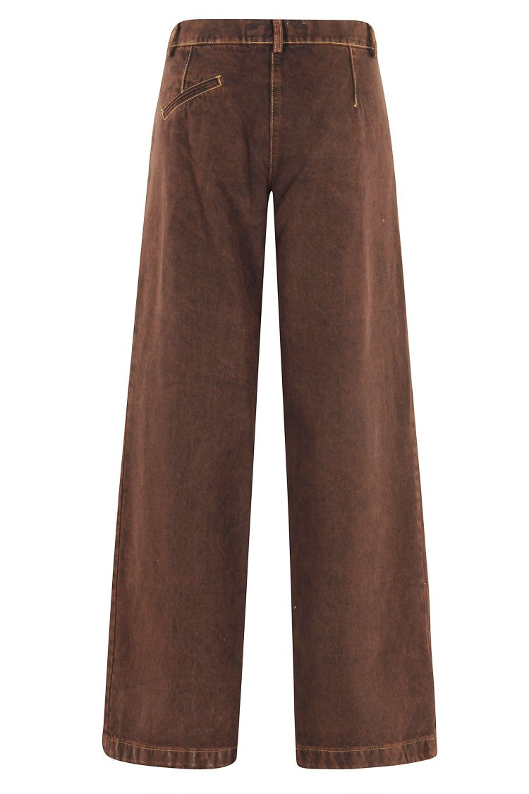 Federica Tosi Relaxed Wide-Leg Jeans With Shaded Dark Brown Finish