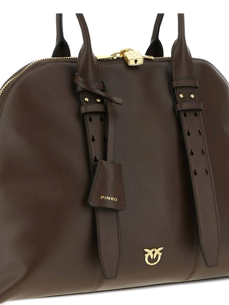Pinko Bowling Bag In Vitello Morbido With Buckle Accents