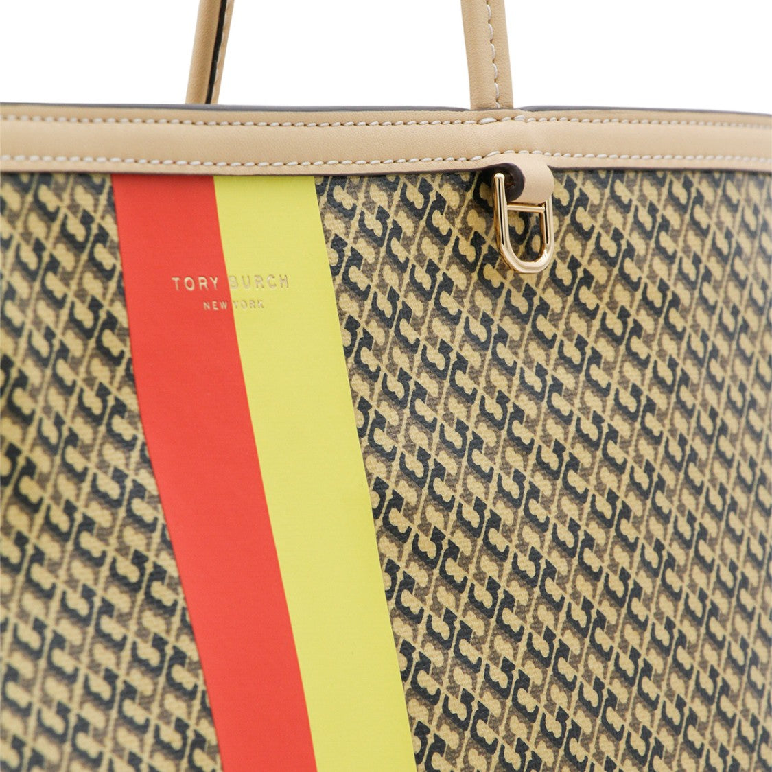 Tory Burch Structured Brown Handbag With Smooth Finish