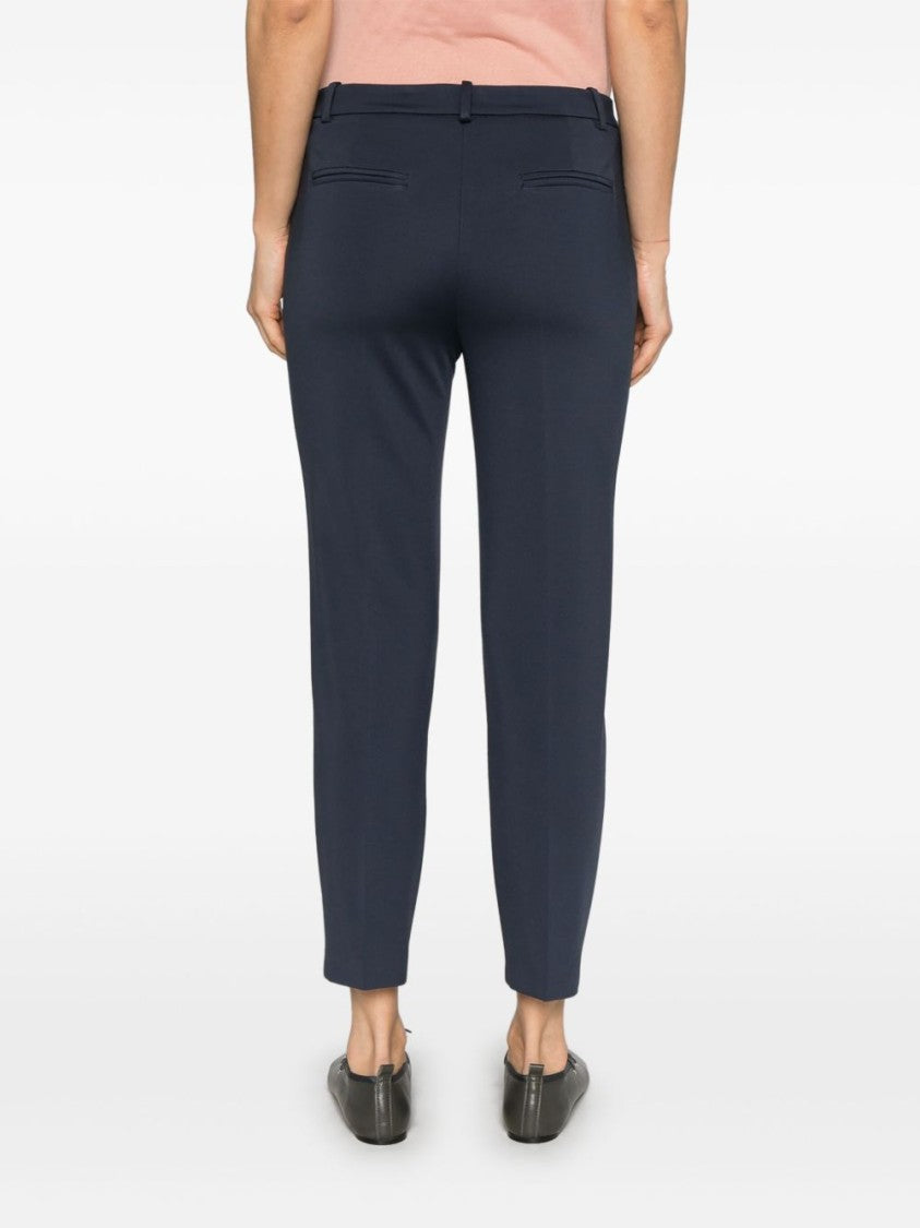 Pinko Ankle-Length Blue Trousers With Side Pockets