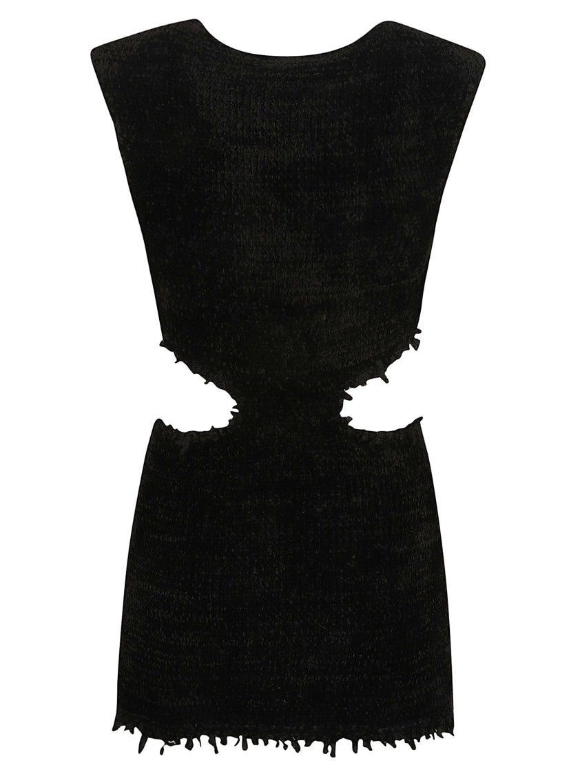 Jil Sander Textured Black Top With Cut-Out Waist