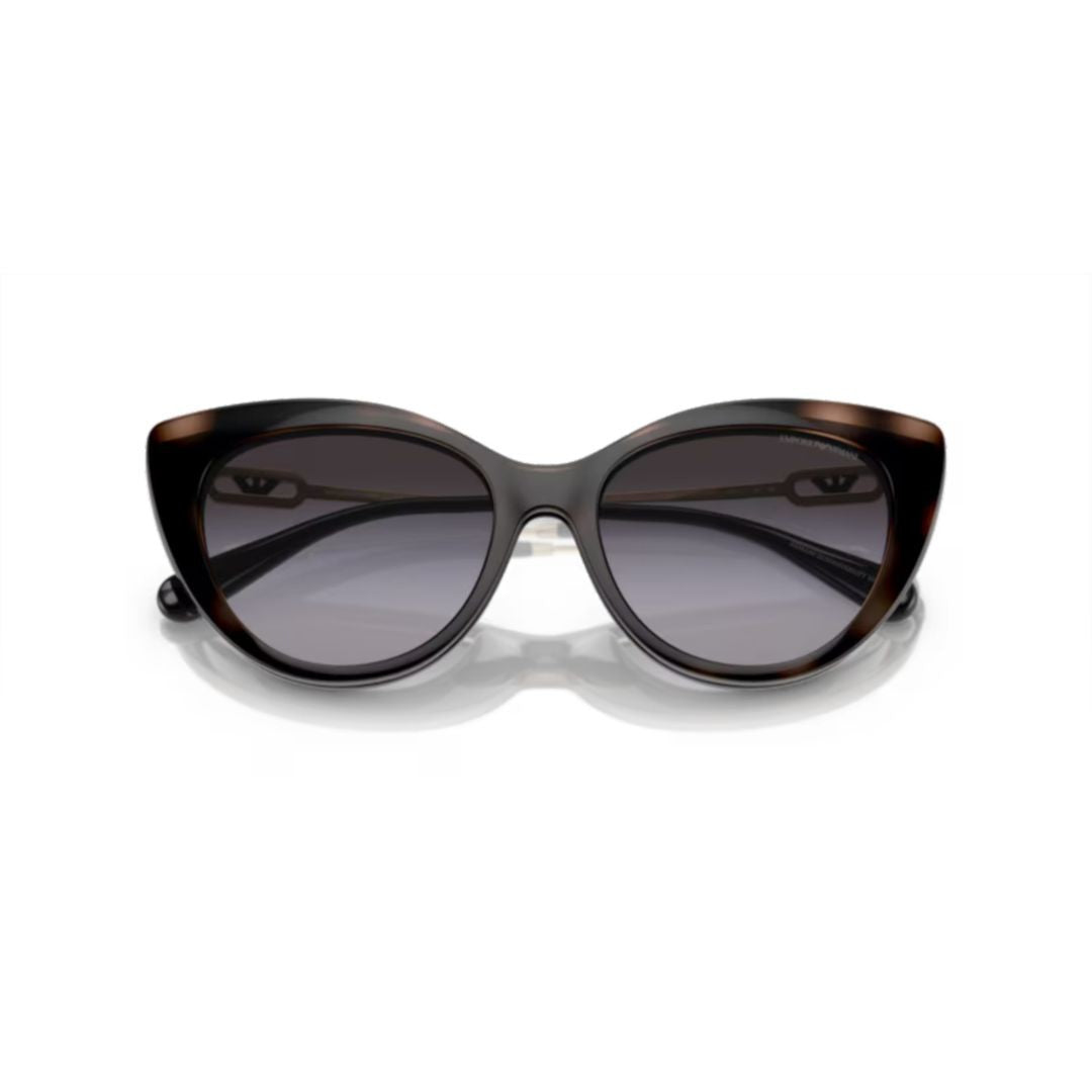 Emporio Armani 0Ea4213u Glossy Black Cat-Eye Sunglasses With Gold Metal Temples