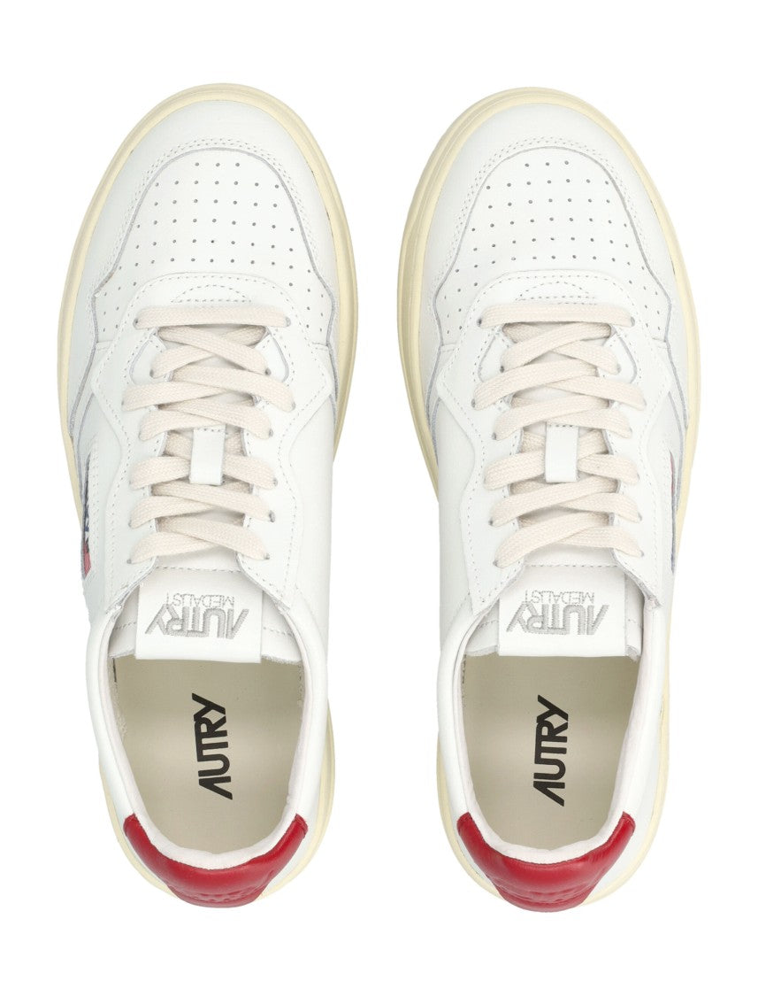 Autry Smooth White Leather Low-Top Sneakers With Perforated Toe Detail
