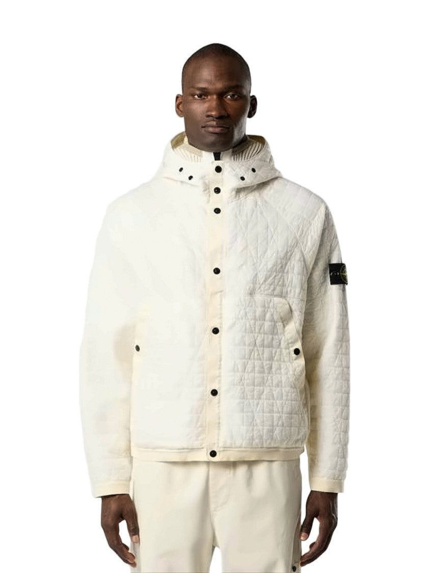 Stone Island Textured White Quilted Jacket