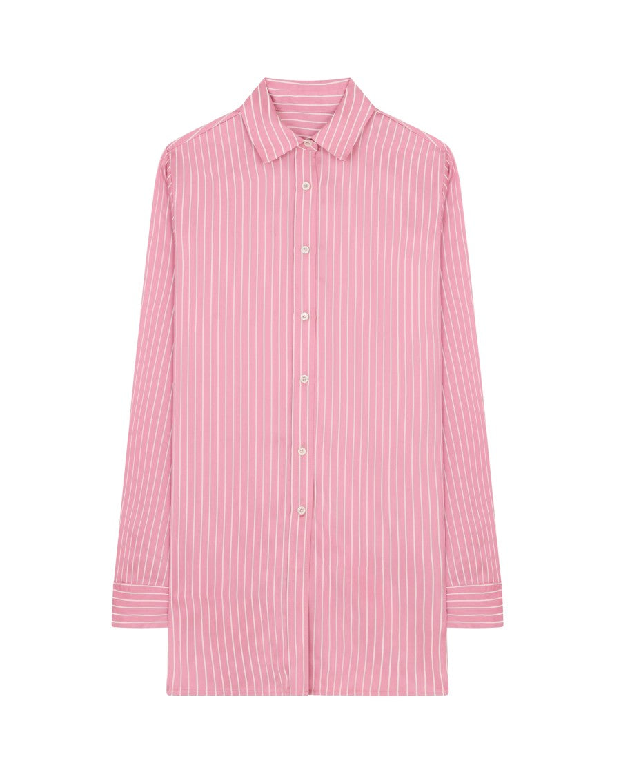 Serena Bute Satin Stripe Open Back Shirt - Pink