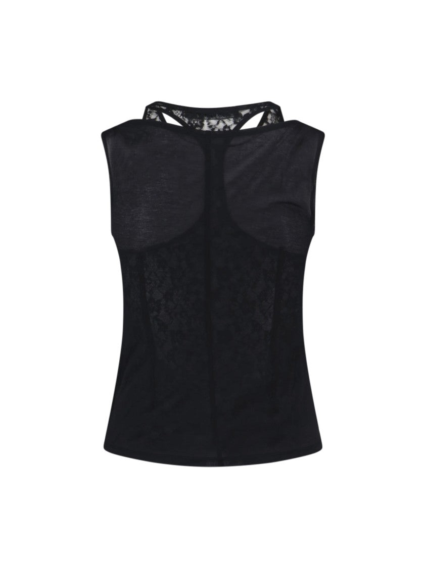 Our Legacy Black Sleeveless Lace Detail Tank Top