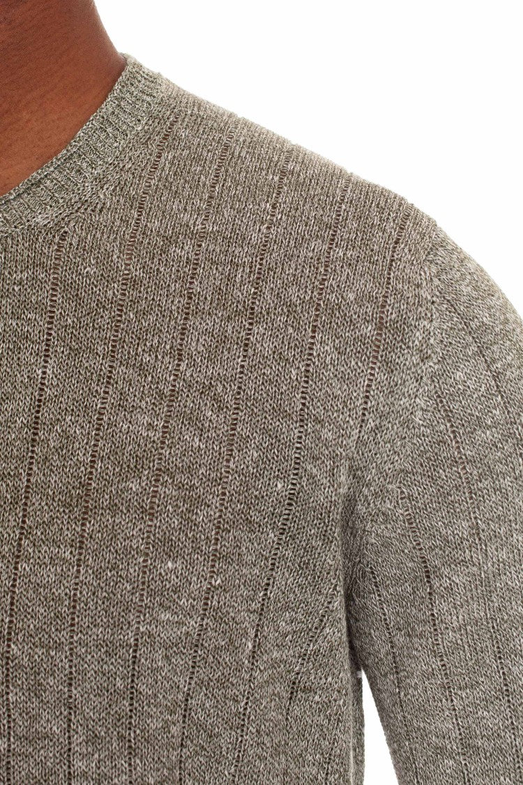 Gran Sasso Melange Linen-Cotton Sweater With Roll Detail