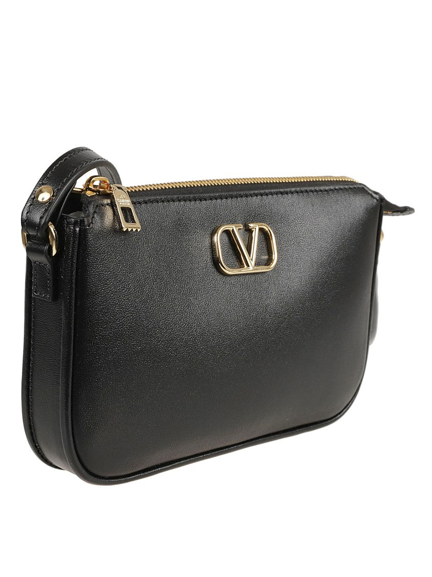 Valentino Garavani Structured Black Leather Shoulder Bag