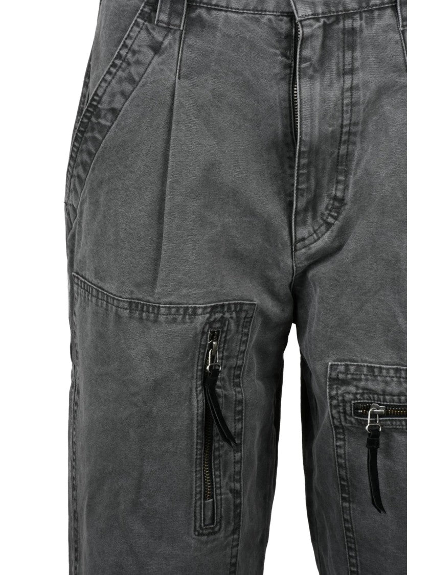Isabel Marant High-Waisted Black Cotton Trousers With Pleated Detailing