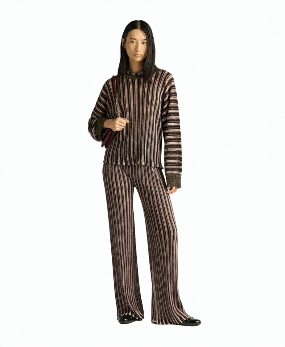 Momonì Chicory Multistripe Lurex Virgin Wool Kimono Knit Top