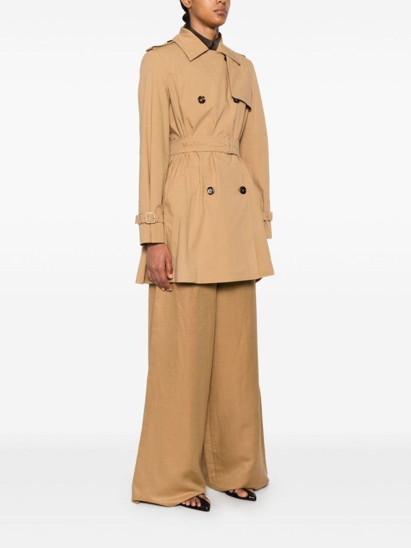 Max Mara Sand Brown Double-Breasted Trench Coat