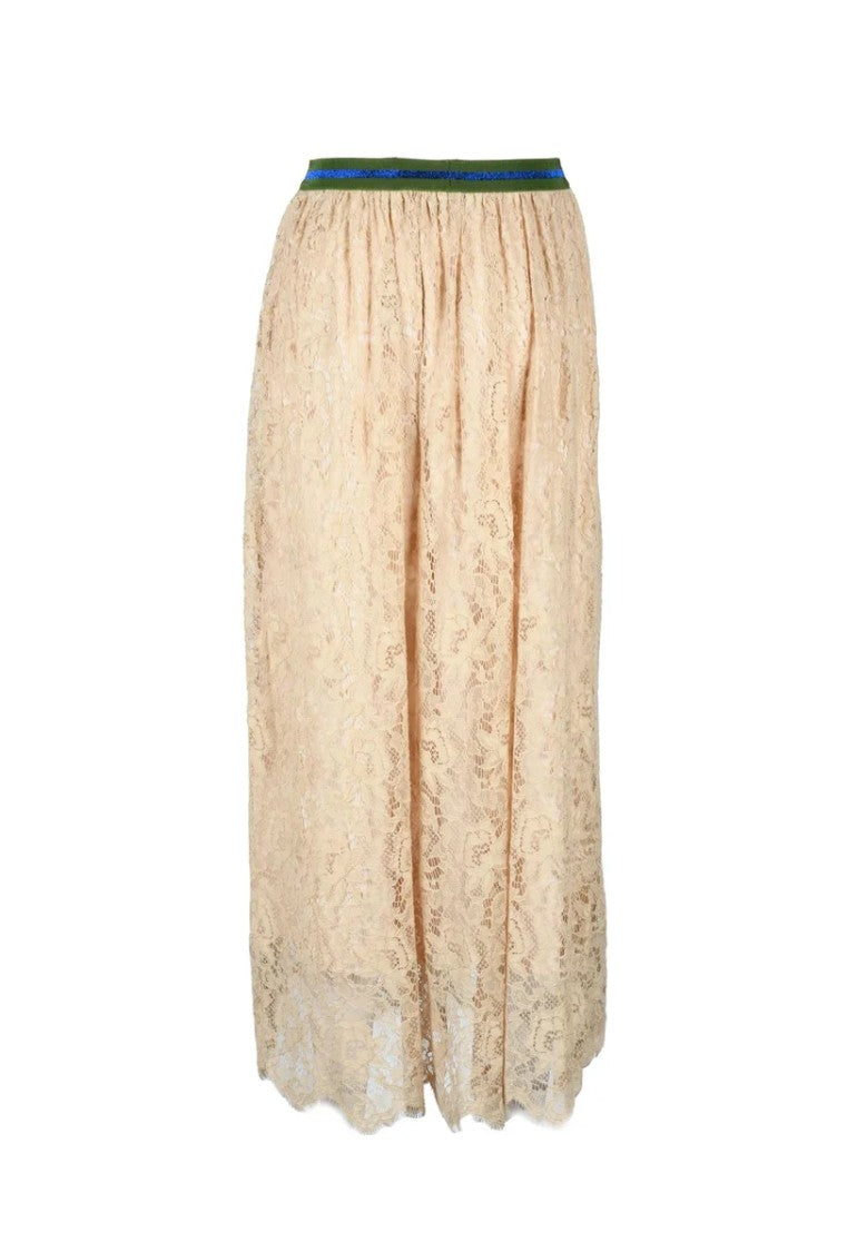 Aglini Beige Lace Long Skirt