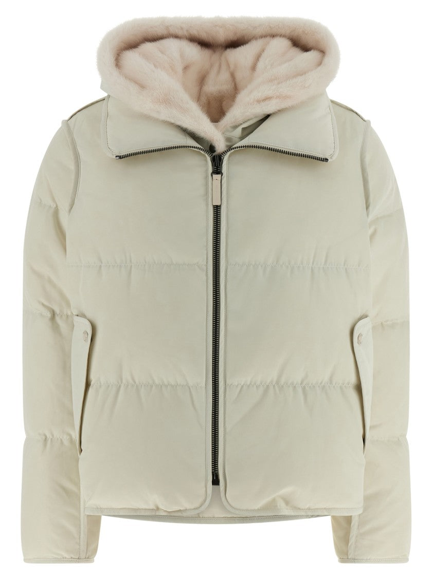 Yves Salomon Fur Insert Cropped Down Jacket