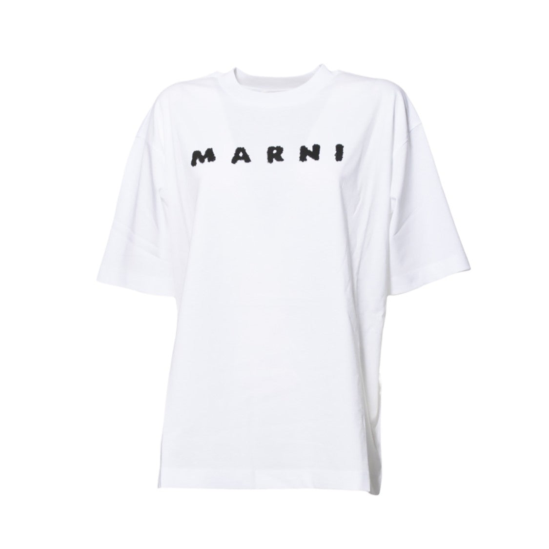 Marni Boxy White Jersey T-Shirt With Scribbled Logo