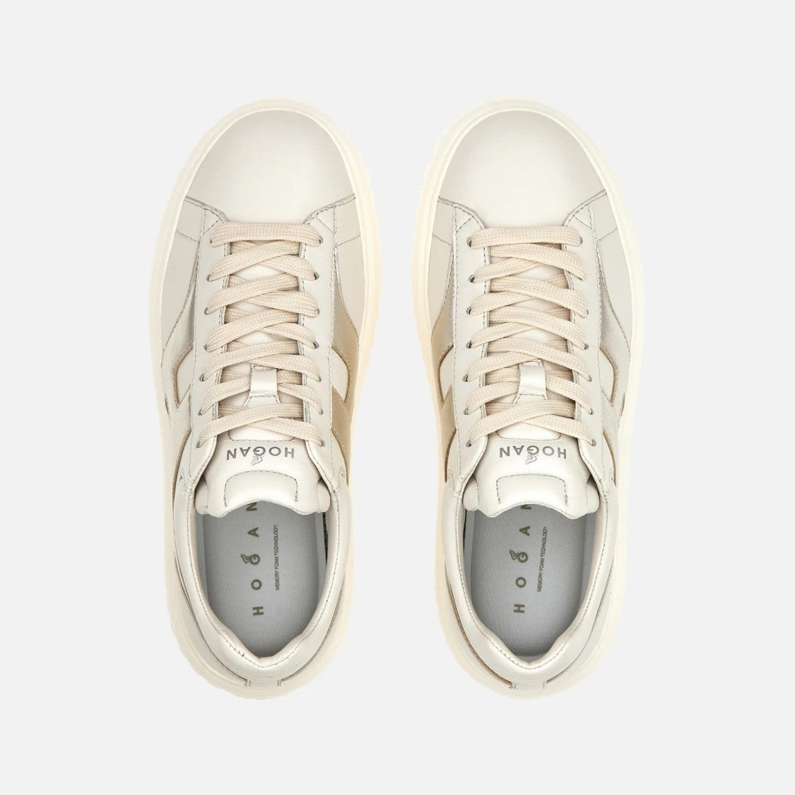 Hogan H-Stripes Lace-Up Sneakers In Sheepskin And Calfskin