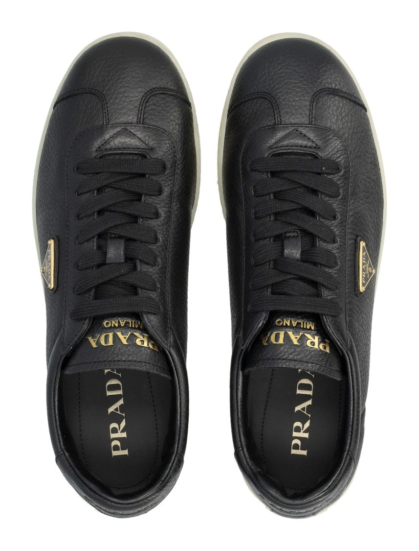 Prada Grained Leather Low-Top Sneakers