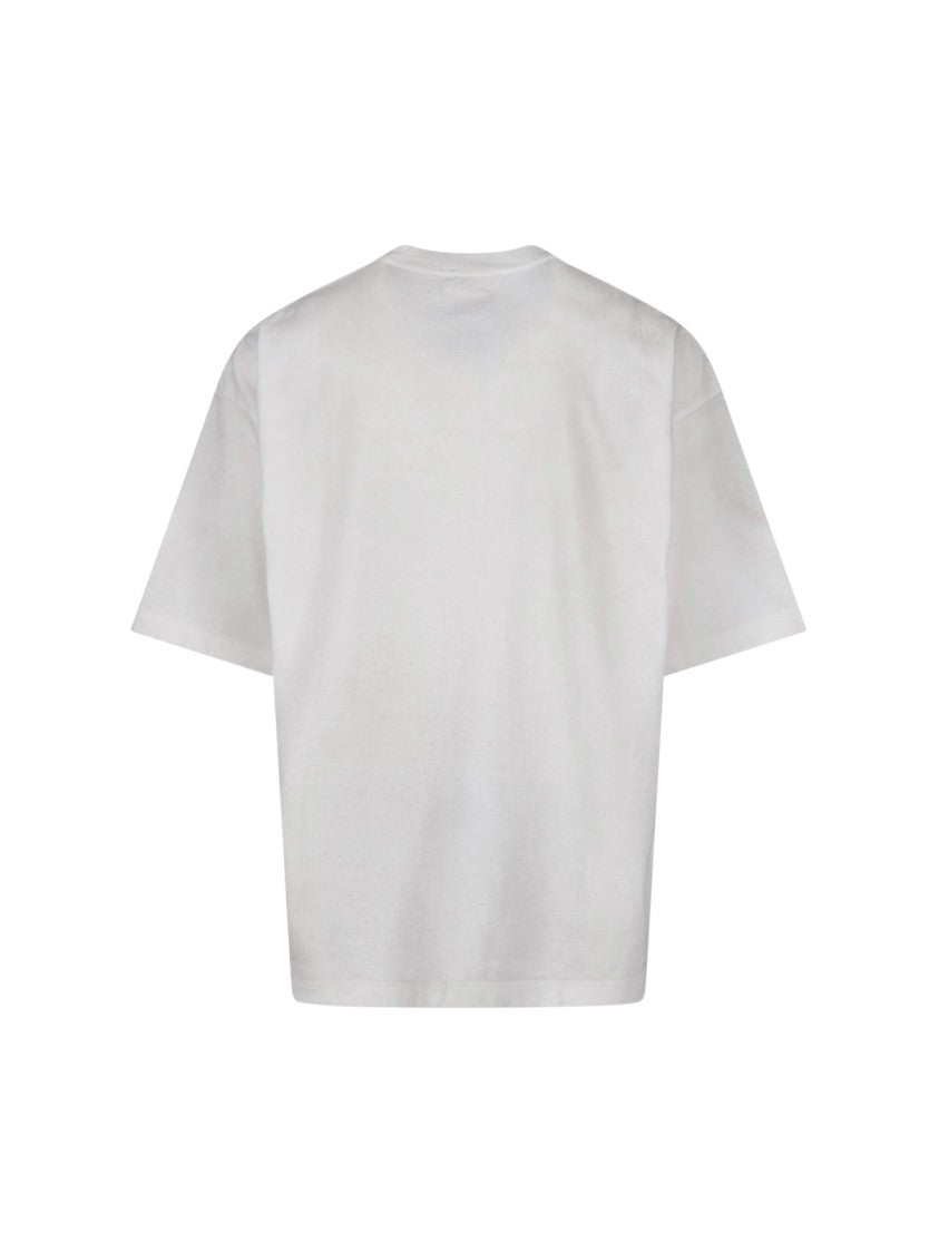 Maison Mihara Yasuhiro White Doodle Distressed Printed Cotton T-Shirt