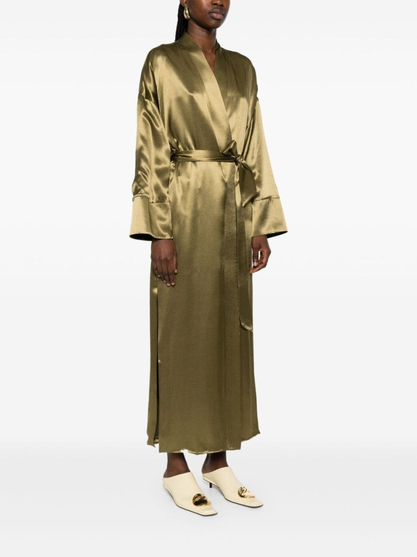 The Nina Studio Belted Satin Dressing Gown With Wraparound Design