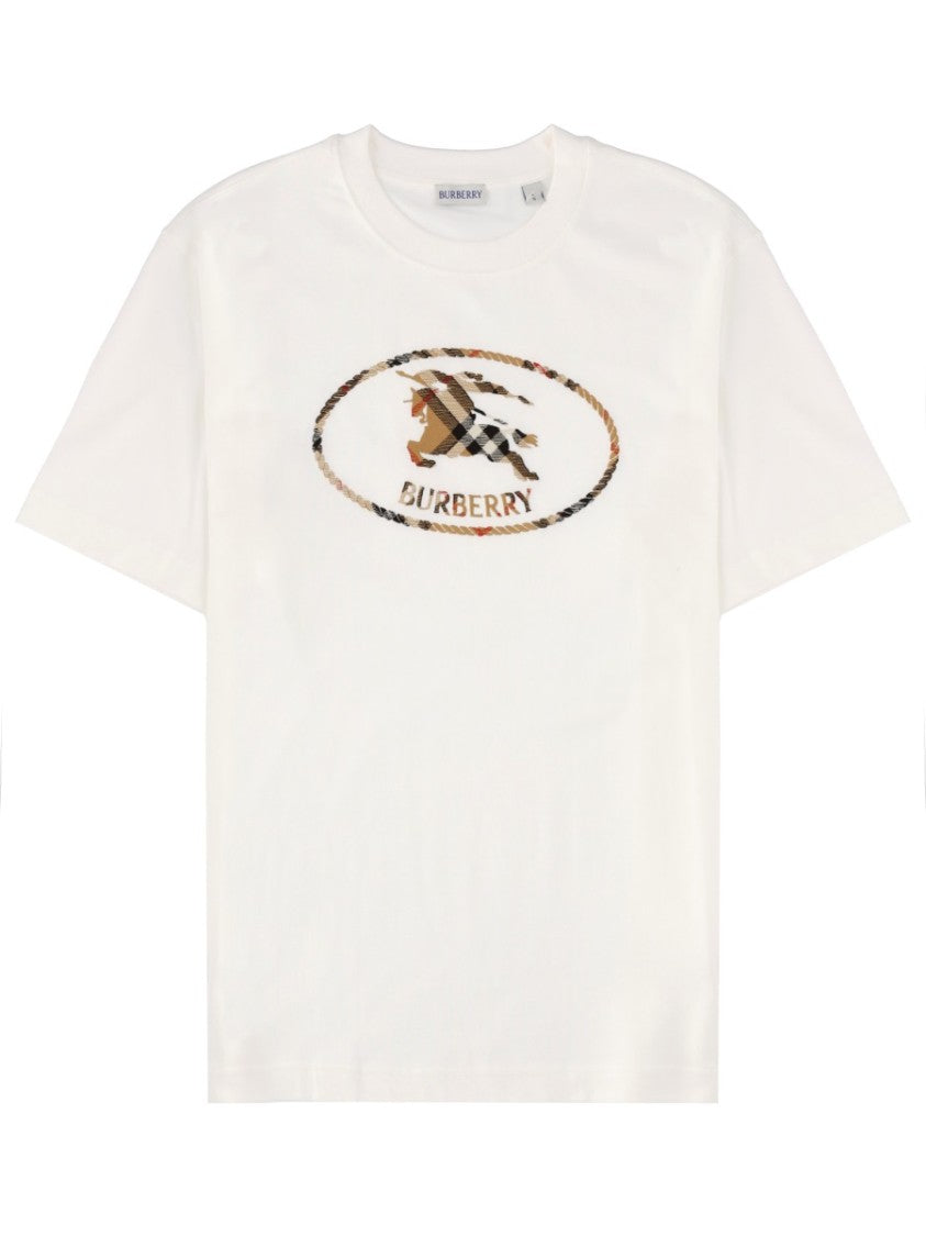 Burberry White Check Oval Graphic T-Shirt