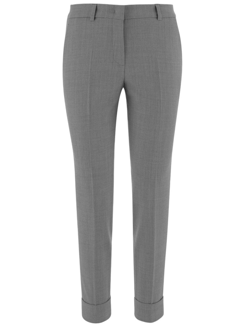 Ql2 Light Gray Tailored Stretch Wool Straight-Leg Pants