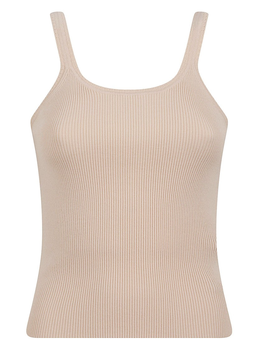 Ermanno Scervino Ribbed Fitted Tank Top With Square Neckline