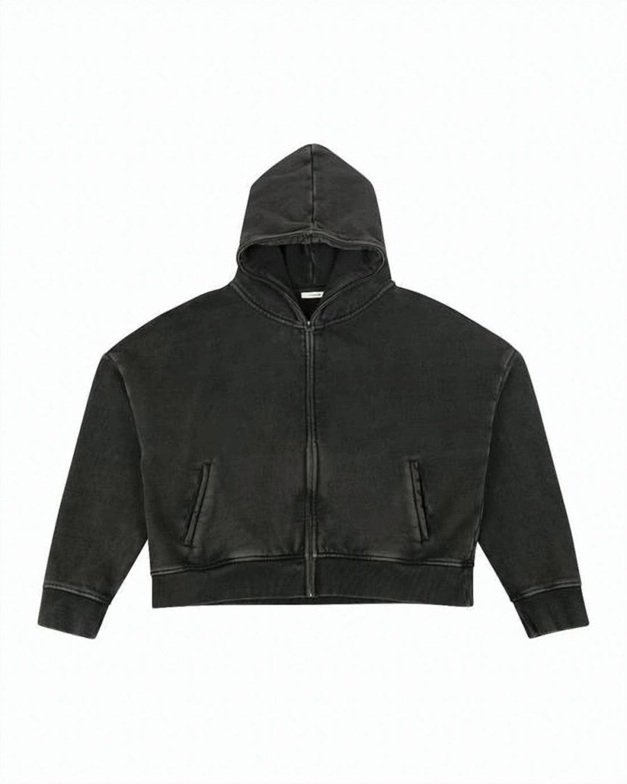 Les Benjamins Cropped Hoodie With Front Zipper