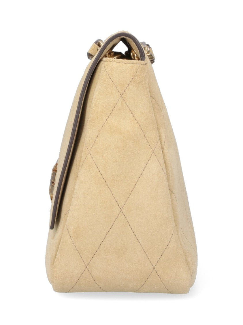 Tory Burch Quilted Handbag With Metallic Logo Clasp