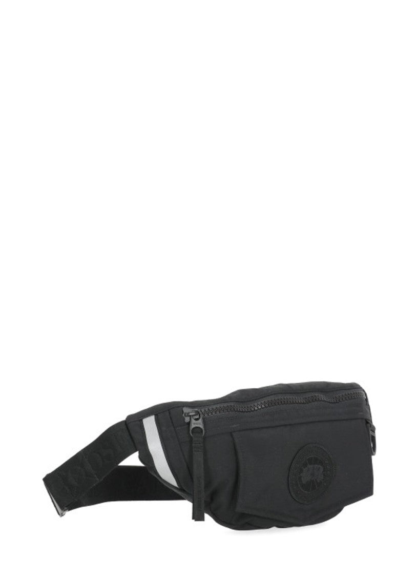 Canada Goose Sleek Black Pouch With Reflective Accents And Adjustable Strap