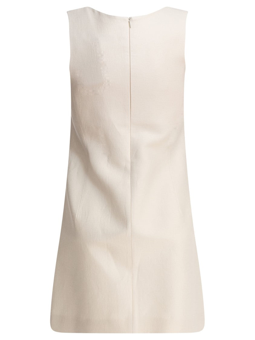 Sandbeige Sleeveless Cotton-Linen Blend Dress
