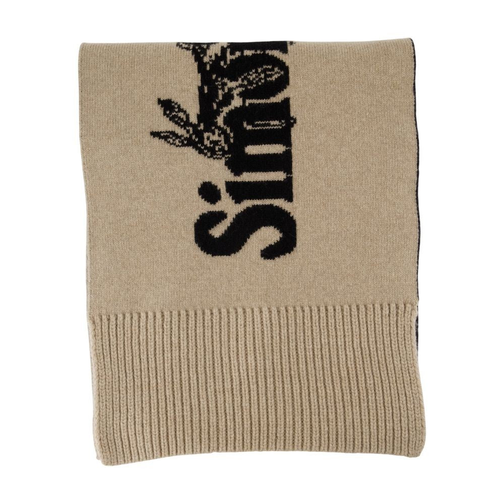 Simone Rocha Beige Wool Scarf With Contrasting Logo Design