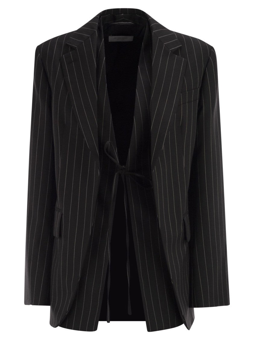 Sportmax Spxdivina - Tailored Blazer In Pinstriped Gabardine