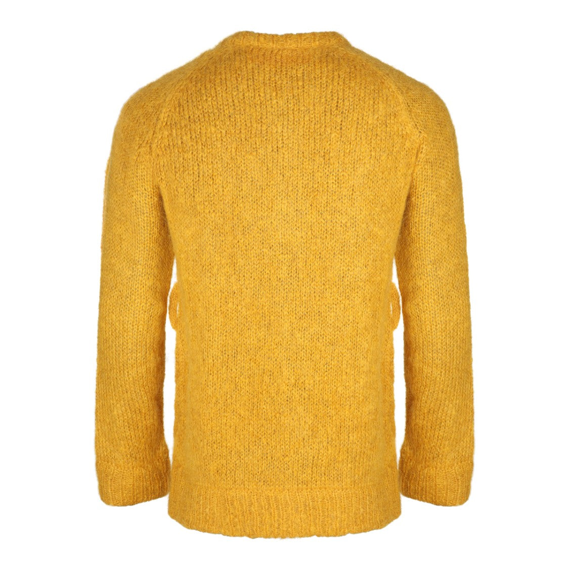 Valentino Yellow Wool Blend Knit Sweater With Textured Cable Knit Design