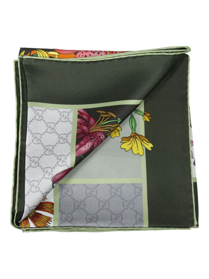 Gucci Silk Scarf With Floral Patchwork Design